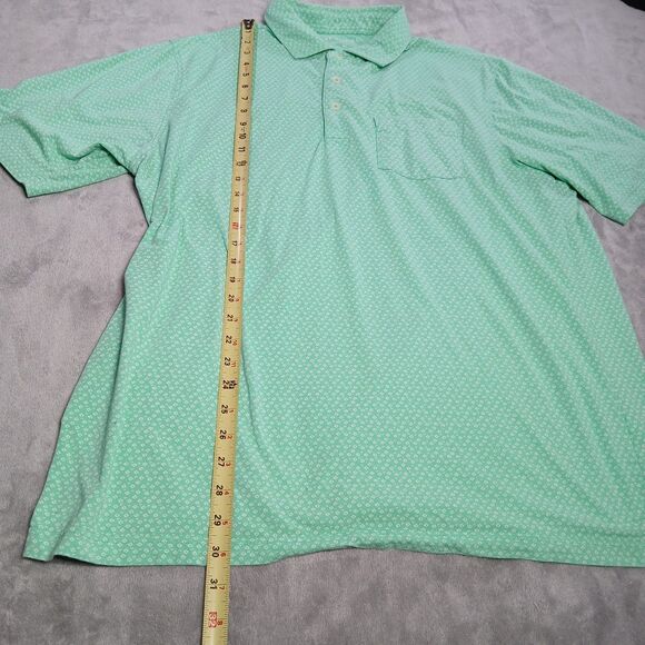 Fennec Polo Shirt Mens XL Green Spotted Floral Short Sleeve Golf Stretch Preppy - Picture 5 of 8